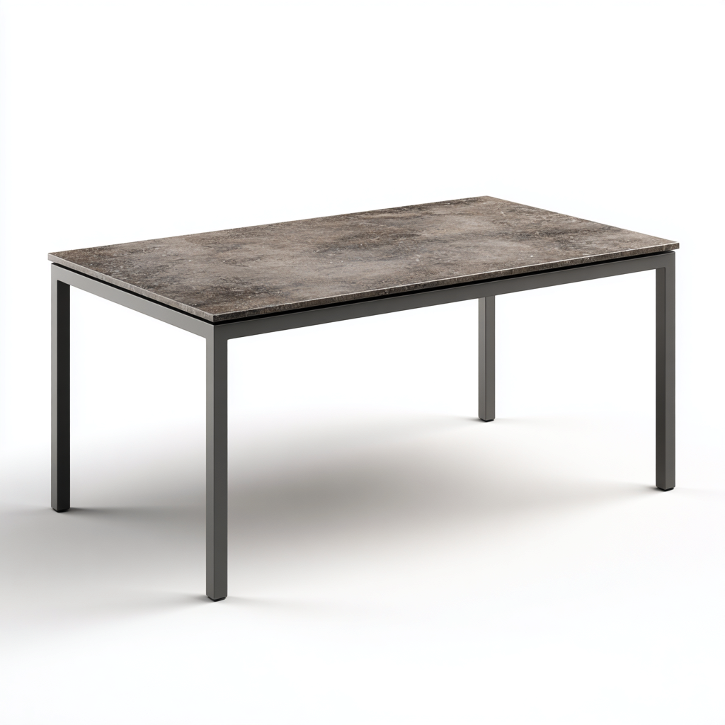 Gartentisch Steinplatte Metall 150x90x75 cm - dunkelgrau-schwarz - modern für Garten-Havengoio