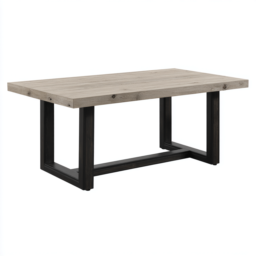 Gartentisch Holz-Metall 160x90x76 cm grau-schwarz Modernes Design-Havengoio