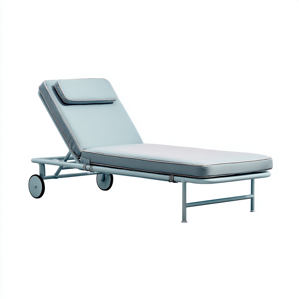 Sonnenliege Metall-Textil 197x67x90 cm hellblau-silber Modernes Design-Havengoio