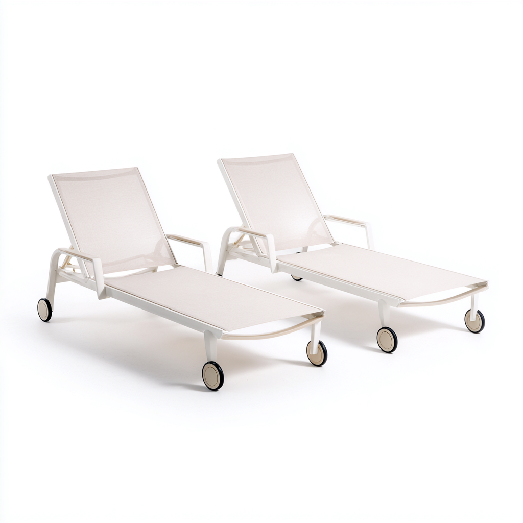 Sonnenliege Metall-Textil 190x62x85 cm weiß-beige Modernes Design-Havengoio