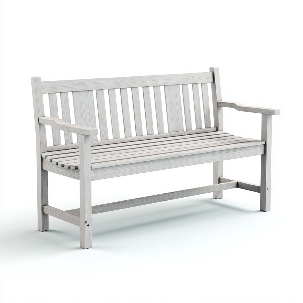 Gartenbank Massivholz 132x57x89 cm - weiß - geeignet für Garten - modernes Design-Havengoio