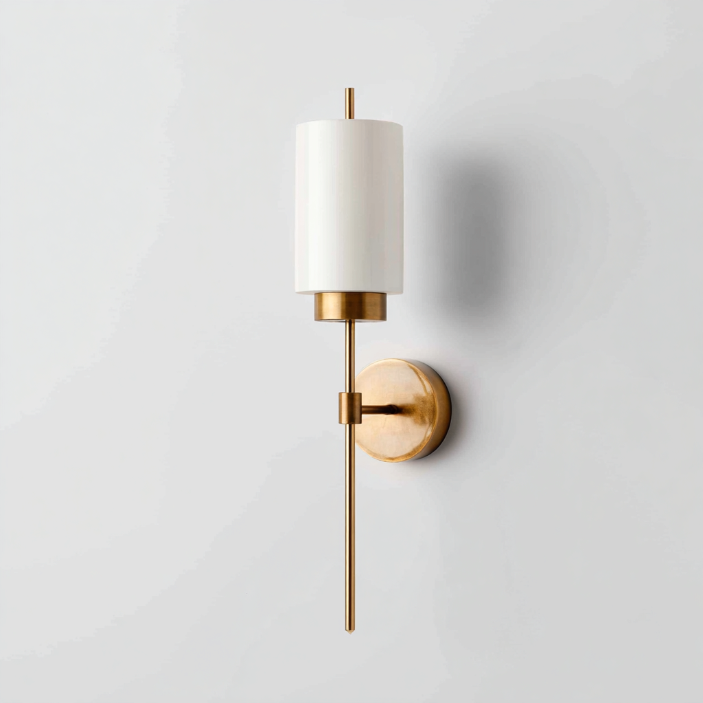 Wandleuchte Metall-Glas 18x10x46 cm Gold-Weiß - Modernes Design-Havengoio