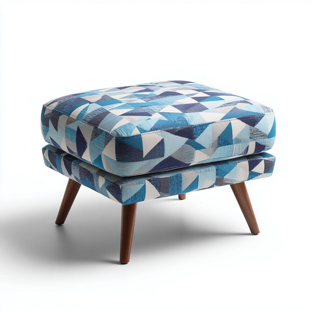 Fußhocker-Stoff-45x45x45 cm-Blau-Geometrisches Design-Modernes Design-Havengoio