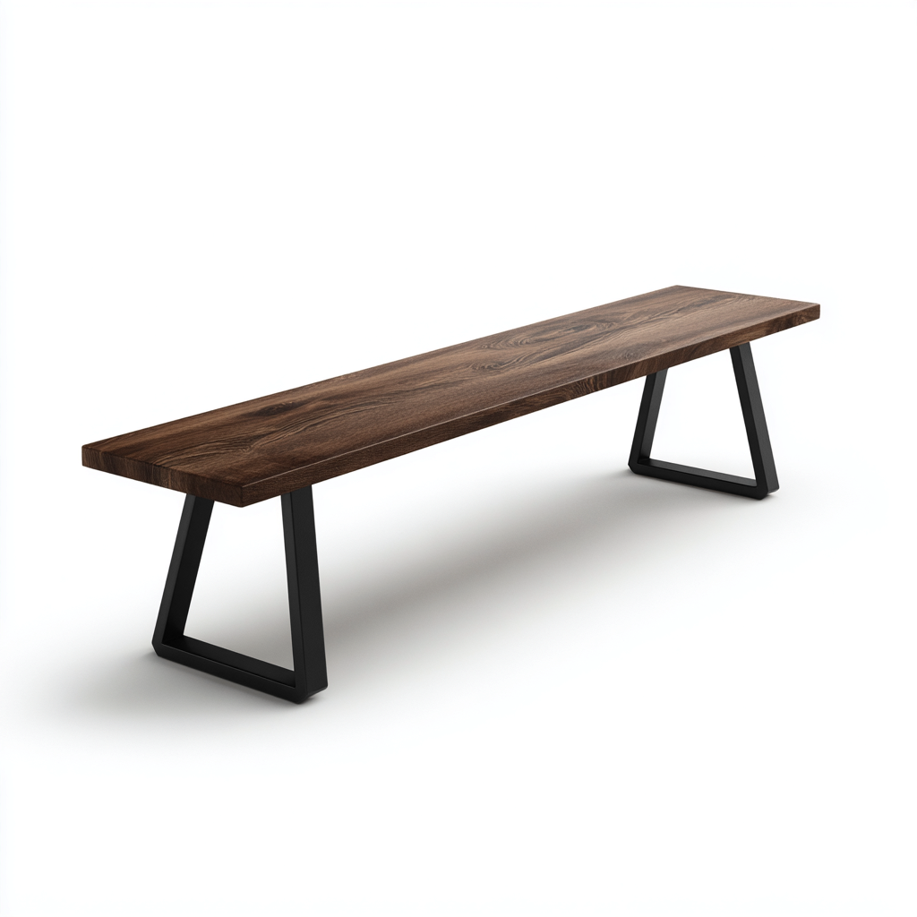 Gartenbank Massivholz Metall 150x35x45 cm - dunkelbraun - modern für Garten-Havengoio