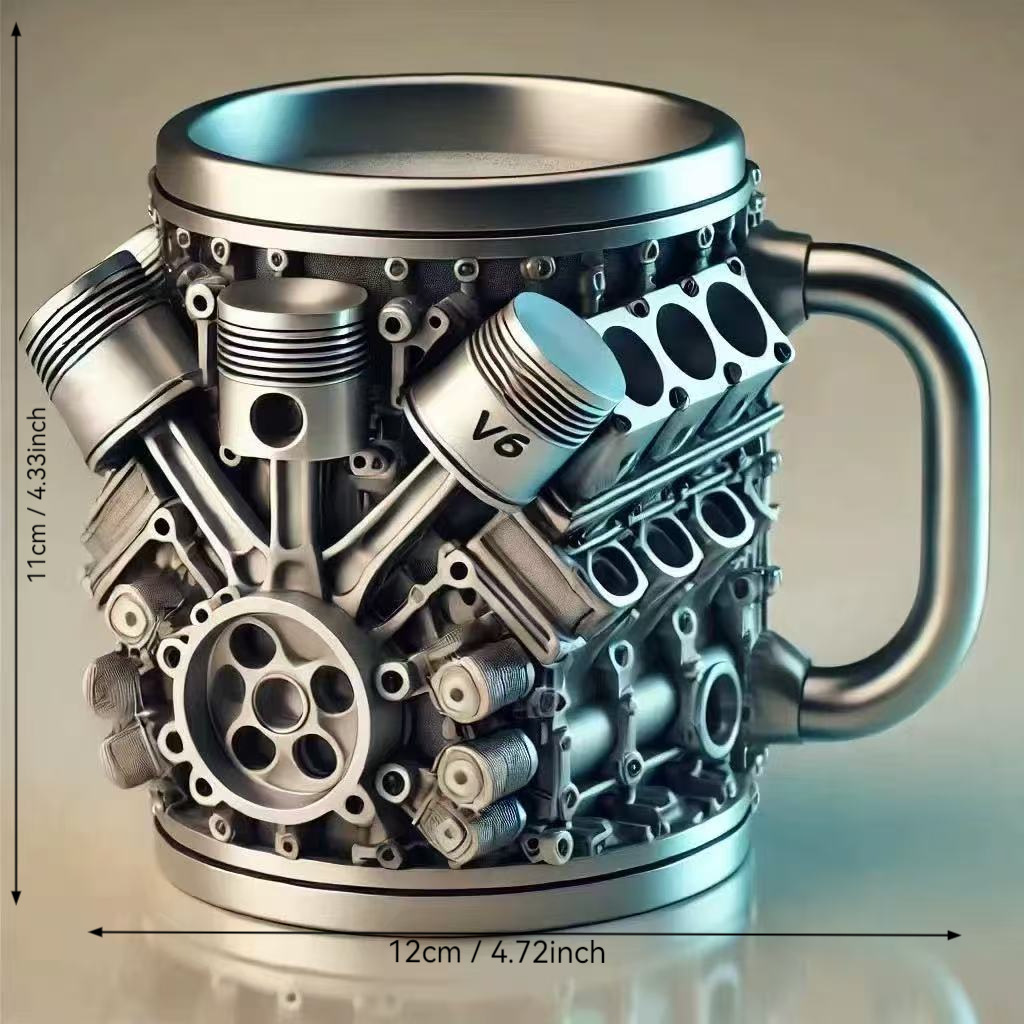 Engine Style Stainless Steel Resin Mug – 3D Engine Coffee Beer Cup