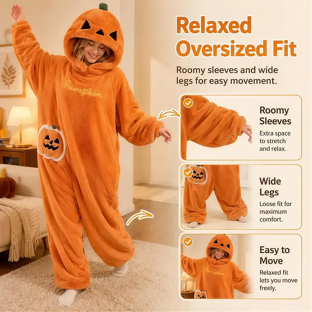 Halloween Night Pumpkin Print Onesie Loungewear