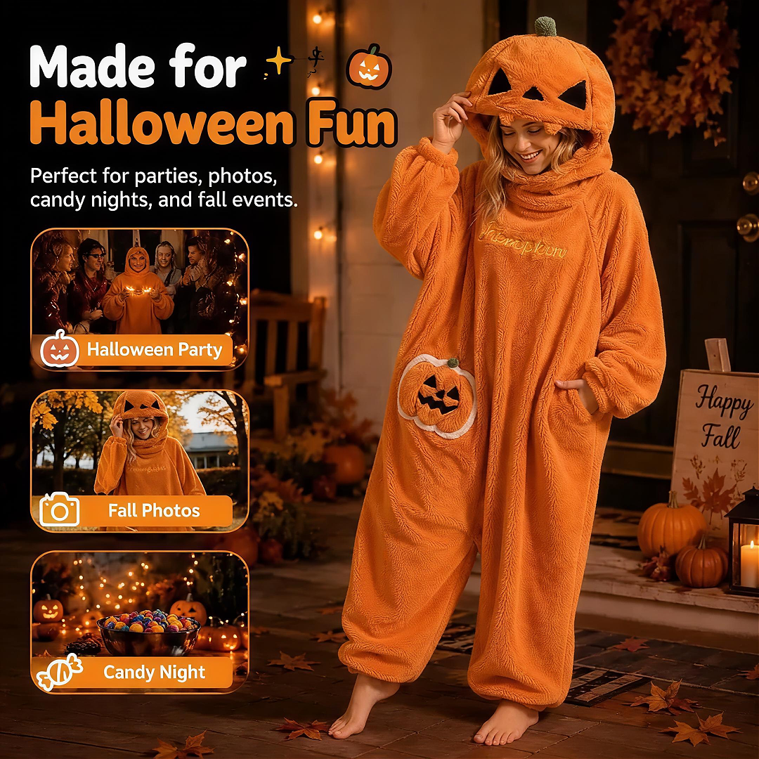 Halloween Night Pumpkin Print Onesie Loungewear