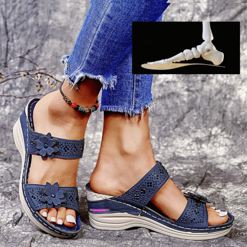 Lismali Crystal Floral Footbed Wedge Sandals
