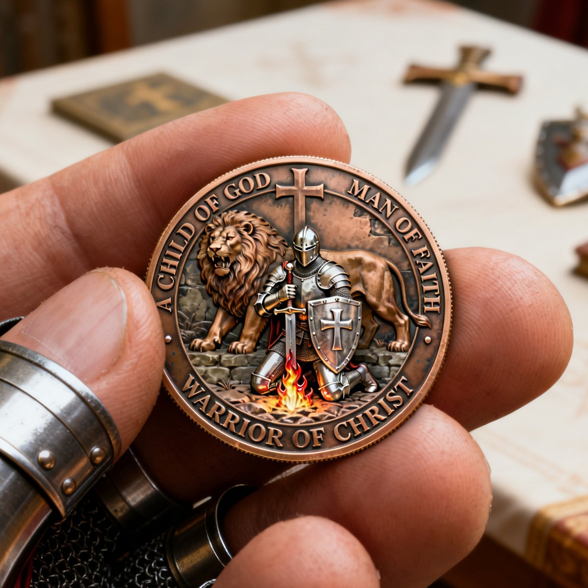 Warrior Of Christ Printed Metal Coin - Gift For Christian 