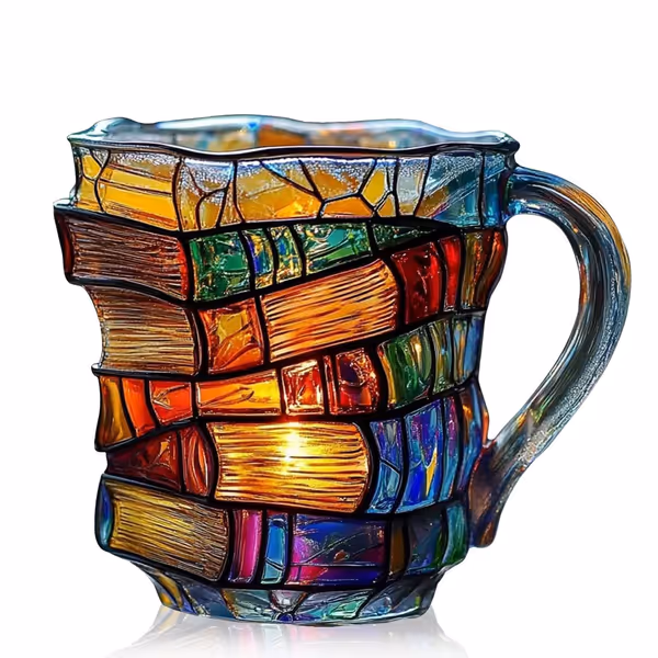 📚 3D Painted Book Mug – Unique Glass Coffee Cup for Readers & Book Lovers🍵