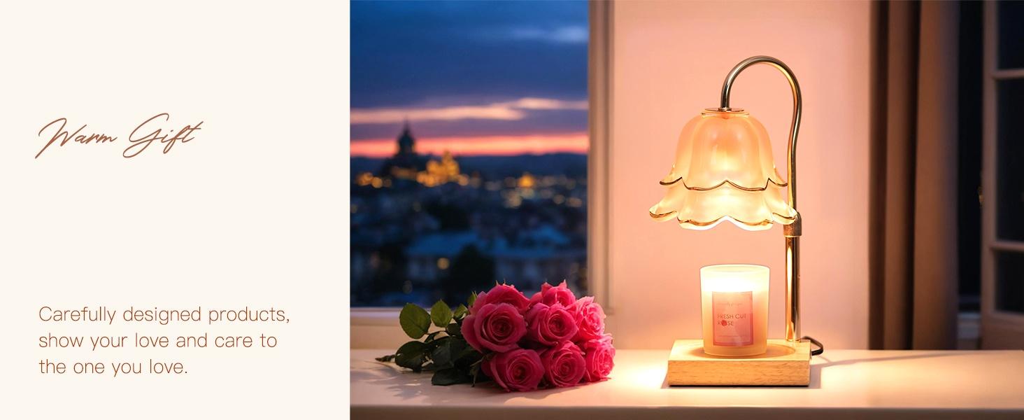 【Mother's Day Gift】Flower Candle Warmer Lamp with Timer : With 2 Bulbs, Table Lamp Height Adjustable, Home Bedroom Decor, House Warming Gift, Birthday Gift, Gift for Women, Mother's Day Gifts Decoration Items Ornaments
