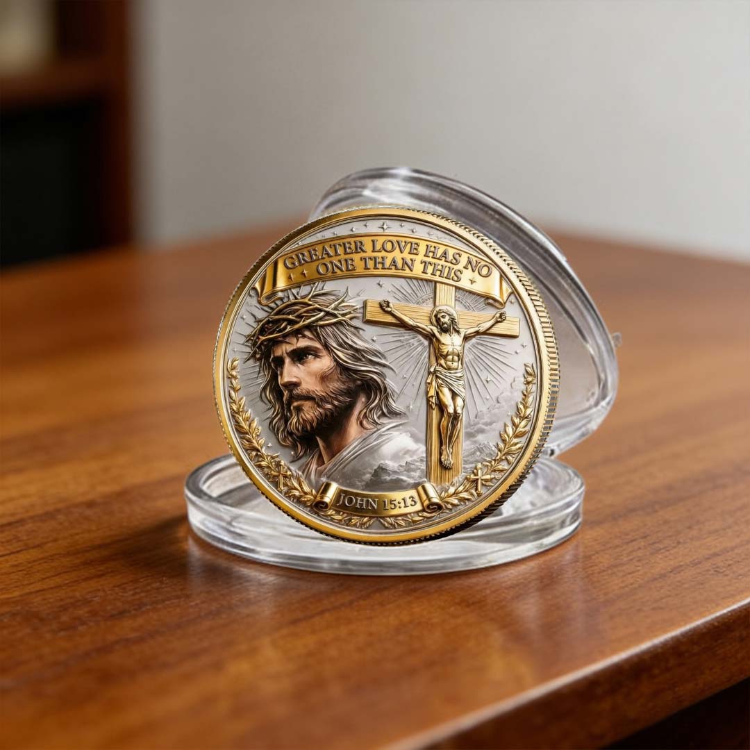 🏆 SUMMER SALE 60% OFF – ✝️ Greater Love Christian Commemorative Coin 🕊️