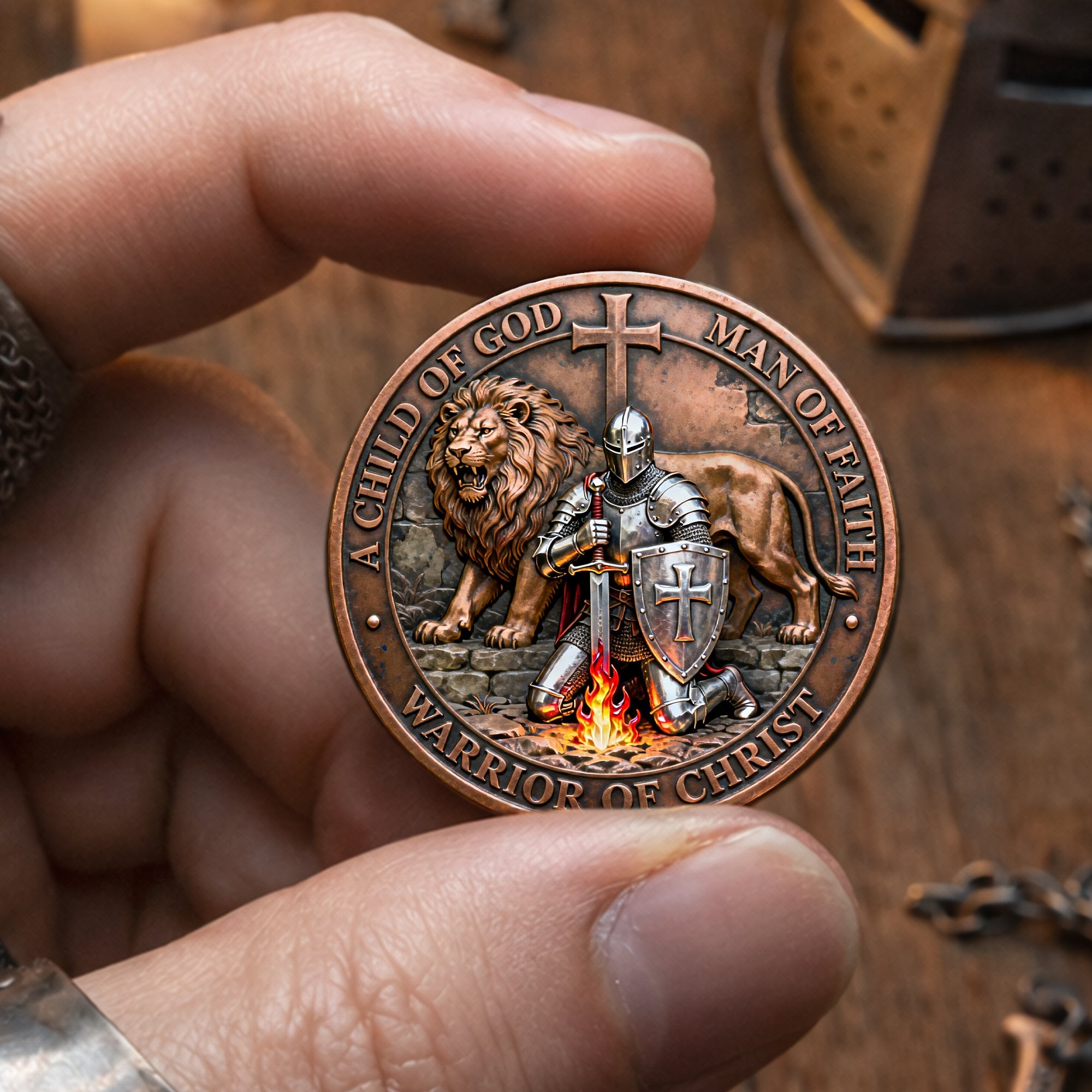 Warrior Of Christ Printed Metal Coin - Gift For Christian 