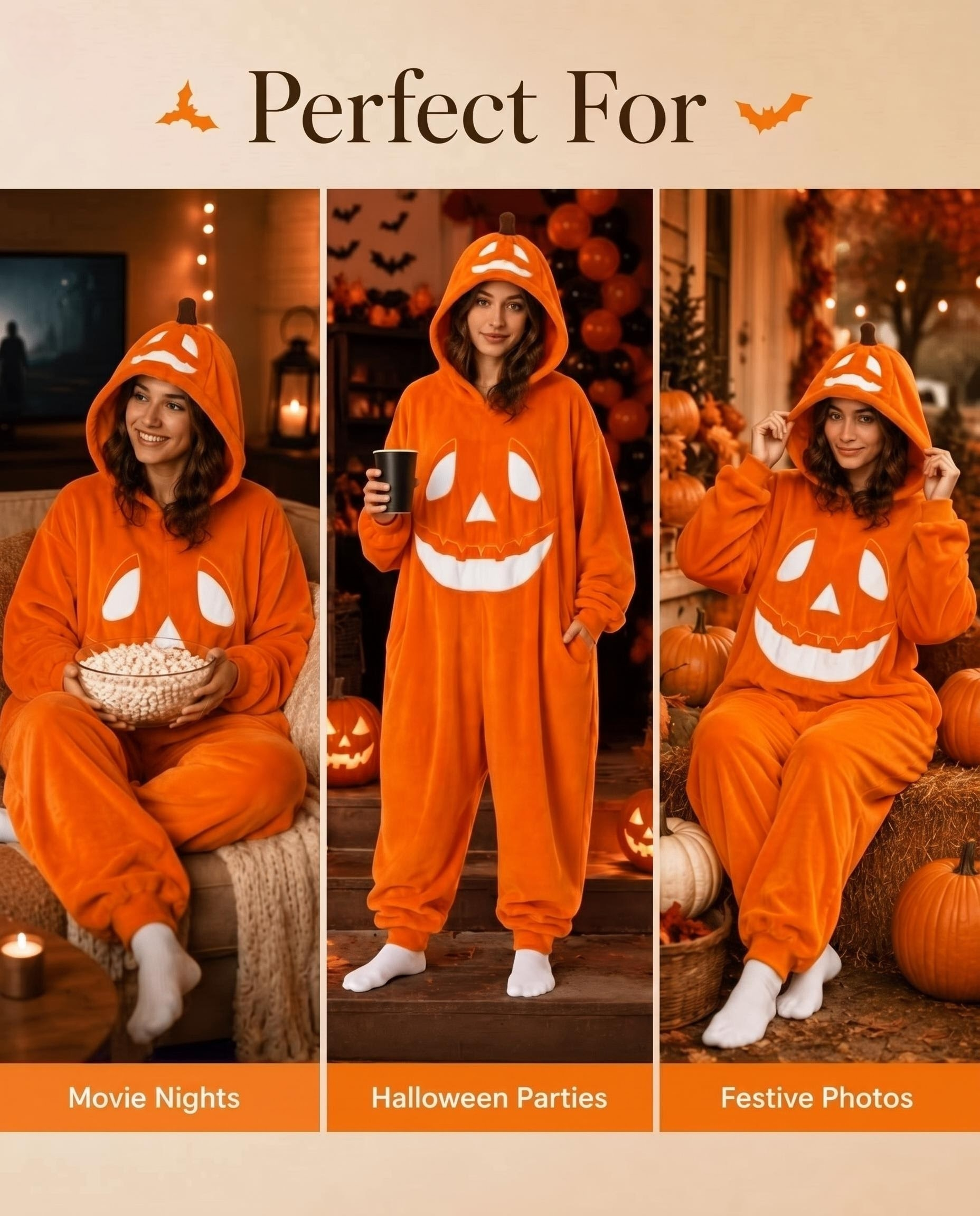 Halloween Night Pumpkin Print Onesie Loungewear