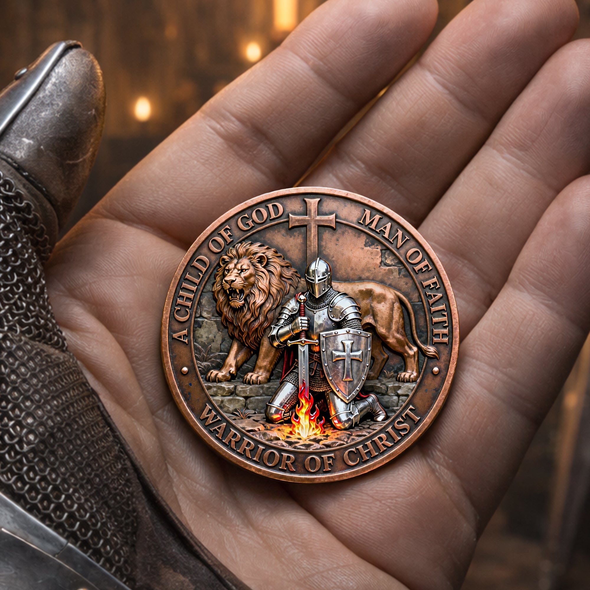 Warrior Of Christ Printed Metal Coin - Gift For Christian 