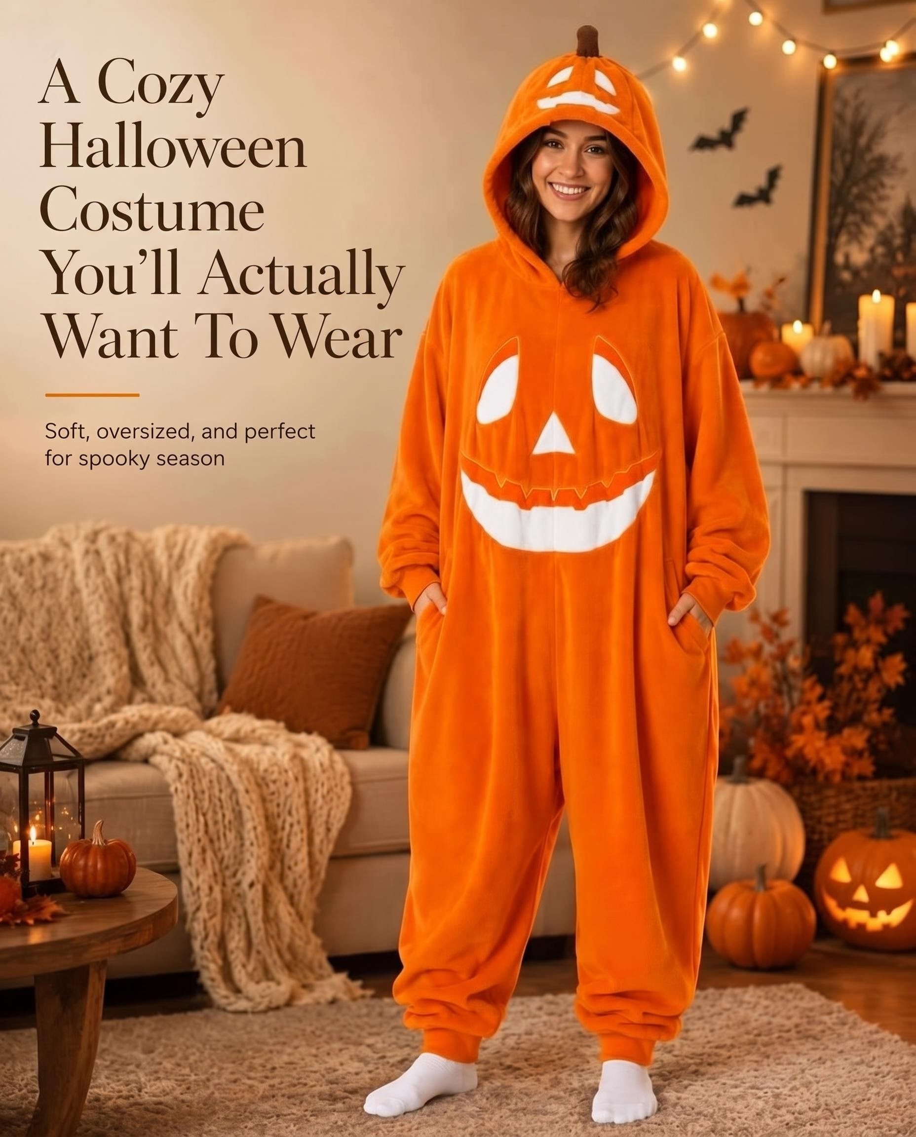 Halloween Night Pumpkin Print Onesie Loungewear
