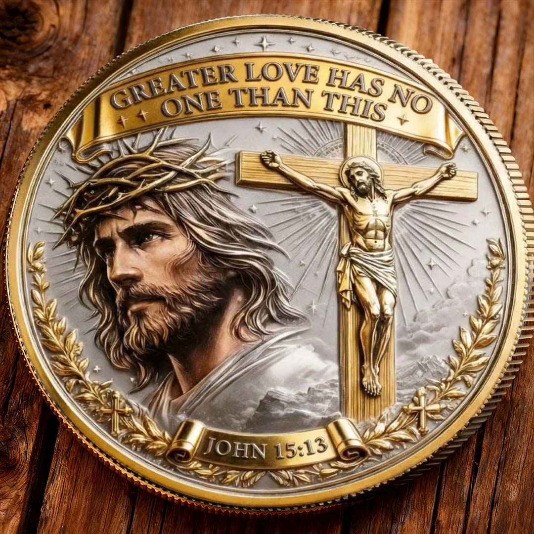 🏆 SUMMER SALE 60% OFF – ✝️ Greater Love Christian Commemorative Coin 🕊️