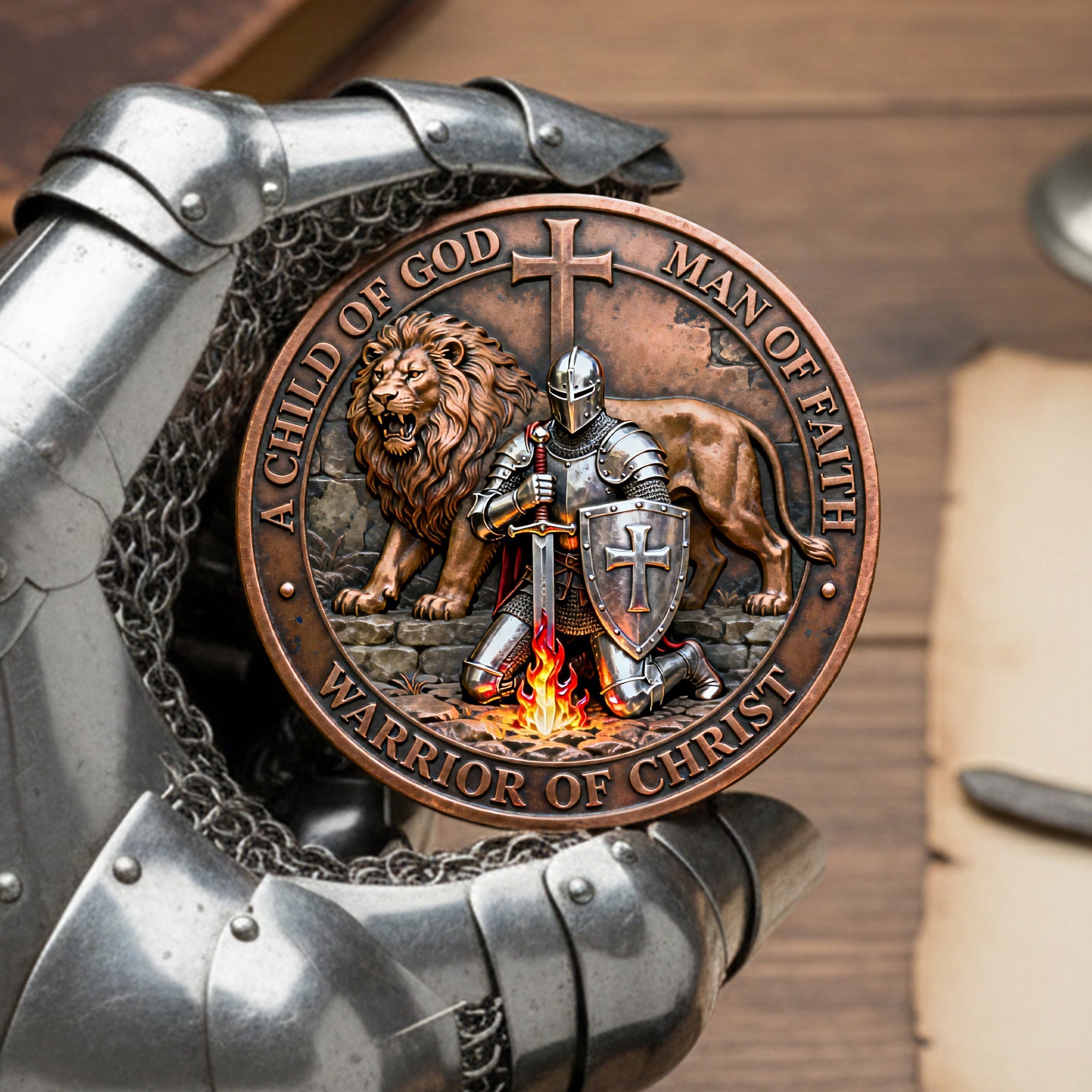 Warrior Of Christ Printed Metal Coin - Gift For Christian 