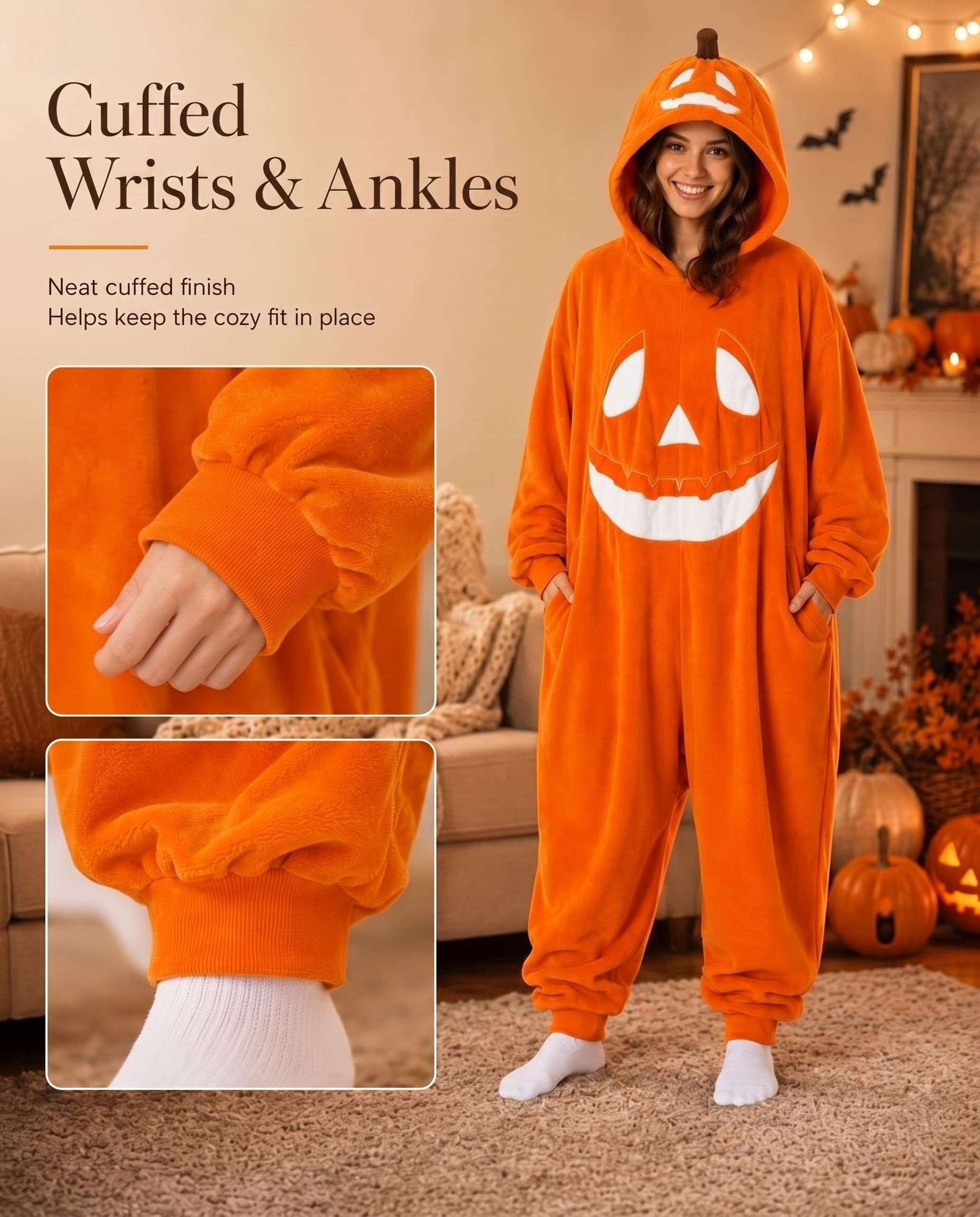 Halloween Night Pumpkin Print Onesie Loungewear