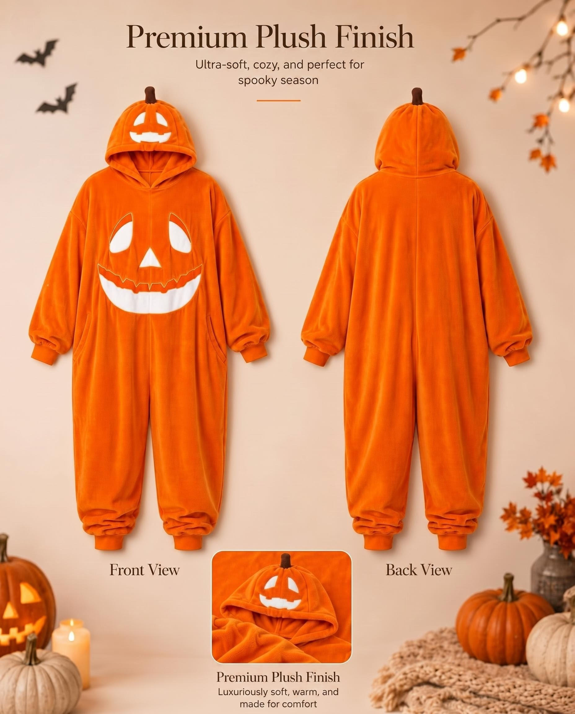 Halloween Night Pumpkin Print Onesie Loungewear