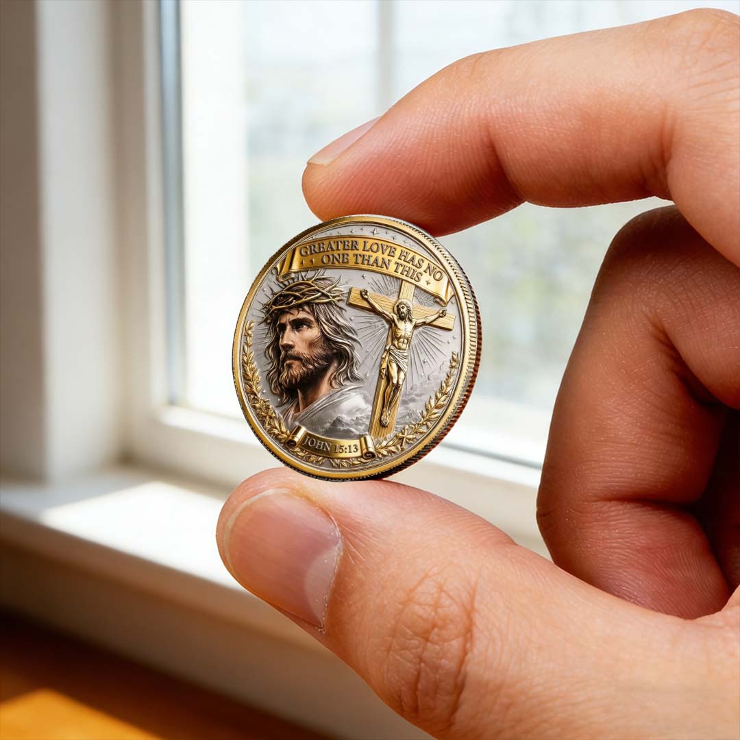 🏆 SUMMER SALE 60% OFF – ✝️ Greater Love Christian Commemorative Coin 🕊️