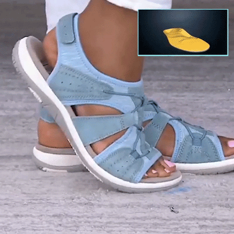 Lismali Comfyfleek Hook And Loop Stretchy Toe Box Flat Sport Sandals