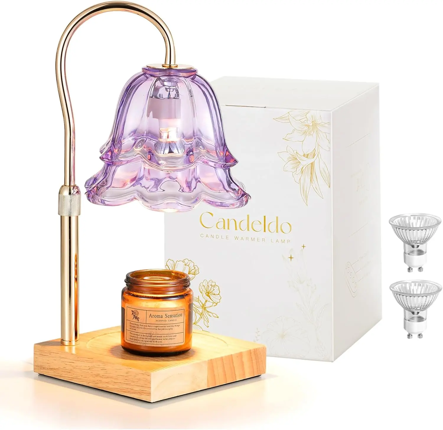 【Mother's Day Gift】Flower Candle Warmer Lamp with Timer : With 2 Bulbs, Table Lamp Height Adjustable, Home Bedroom Decor, House Warming Gift, Birthday Gift, Gift for Women, Mother's Day Gifts Decoration Items Ornaments