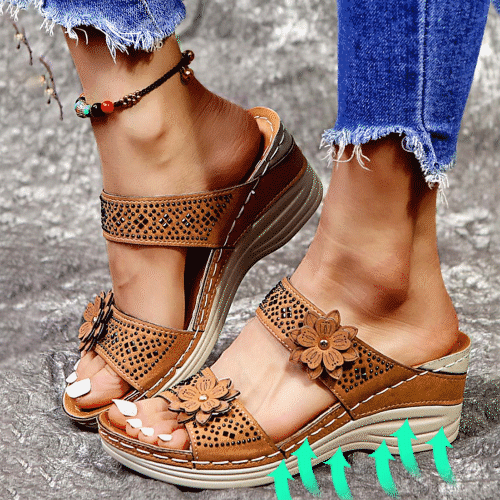 Lismali Crystal Floral Footbed Wedge Sandals