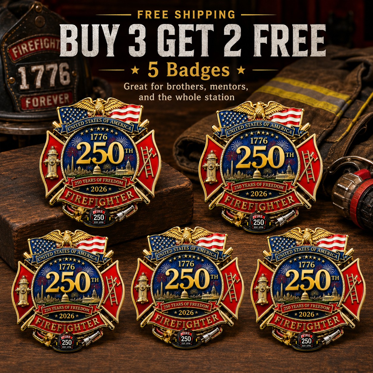 ⚡️Last Day 49% OFF - 250th Anniversary Firefighter Badge