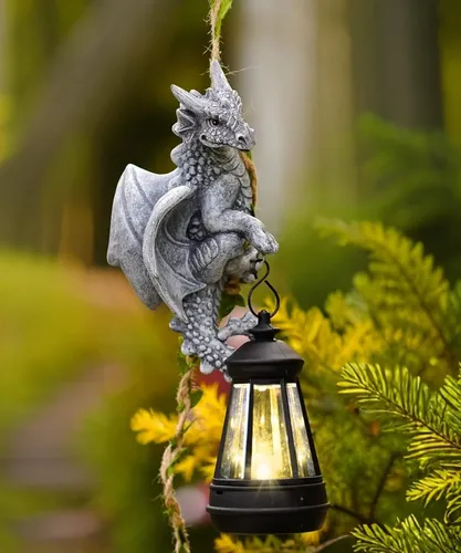 💥LAST DAY 50% OFF🐉✨Solar Dragon Garden Statue Light – Golden Ember Fantasy Outdoor Decor