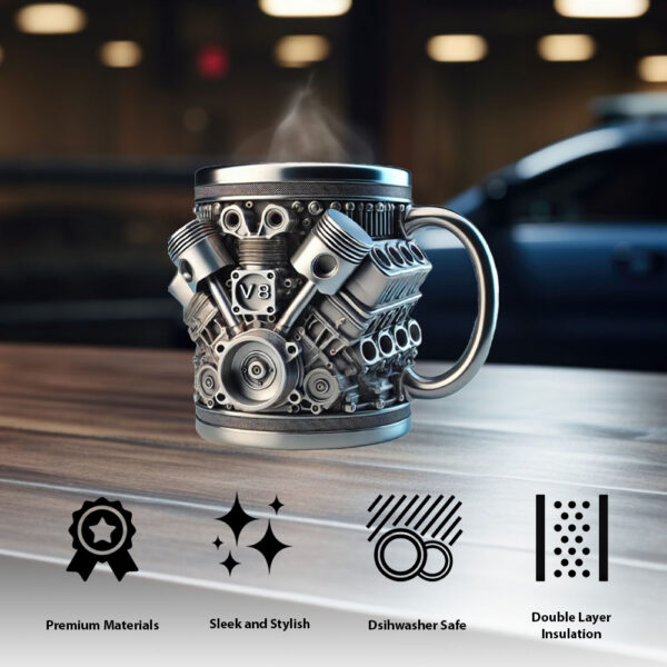 Engine Style Stainless Steel Resin Mug – 3D Engine Coffee Beer Cup
