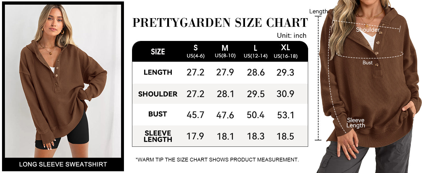 PRETTYGARDEN Womens Fashion Oversized Long Sleeve Hoodie