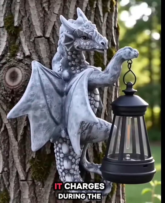 💥LAST DAY 50% OFF🐉✨Solar Dragon Garden Statue Light – Golden Ember Fantasy Outdoor Decor