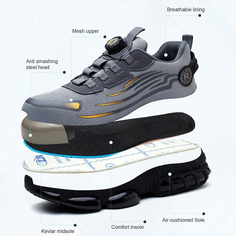 ⏳Time-Limited Special⏰Men’s Steel Toe Safety Shoes – Quick-Lace Tech • Waterproof • Slip-Resistant • All-Day Comfort 😎🛡️