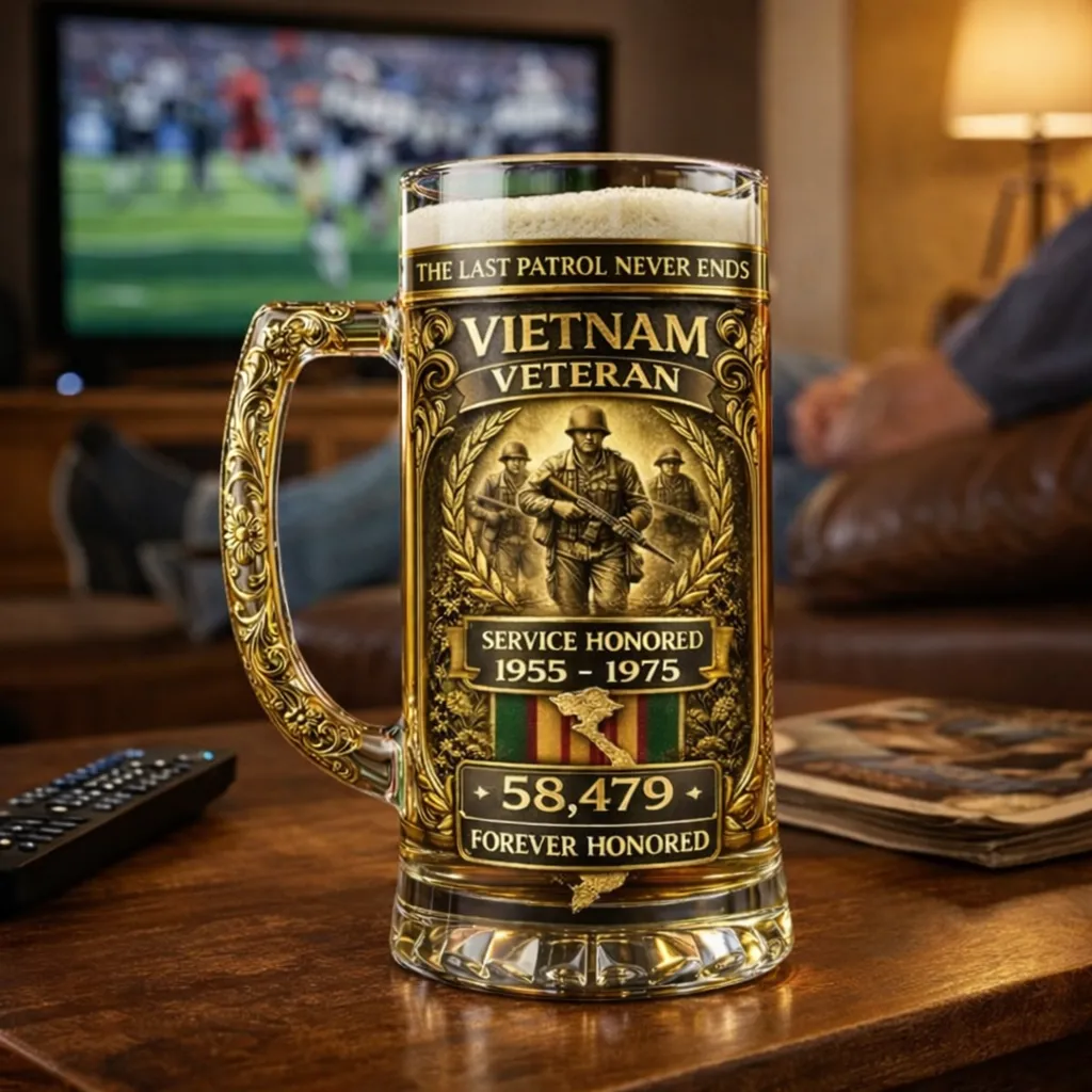 Vietnam Veteran Anniversary Beer Stein Glass