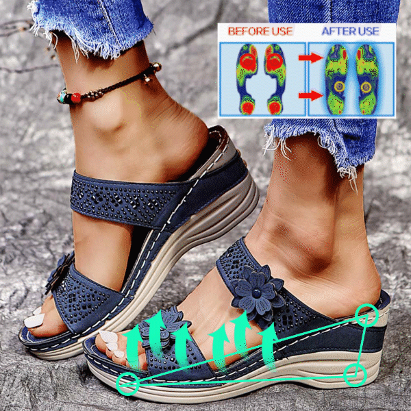 Lismali Crystal Floral Footbed Wedge Sandals