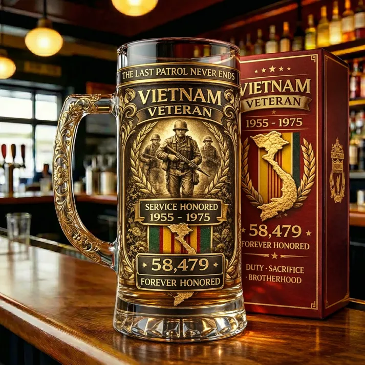 Vietnam Veteran Anniversary Beer Stein Glass