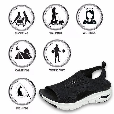 Lismali Hollow Out Slingback Non-slip Stretch Textile Sandals