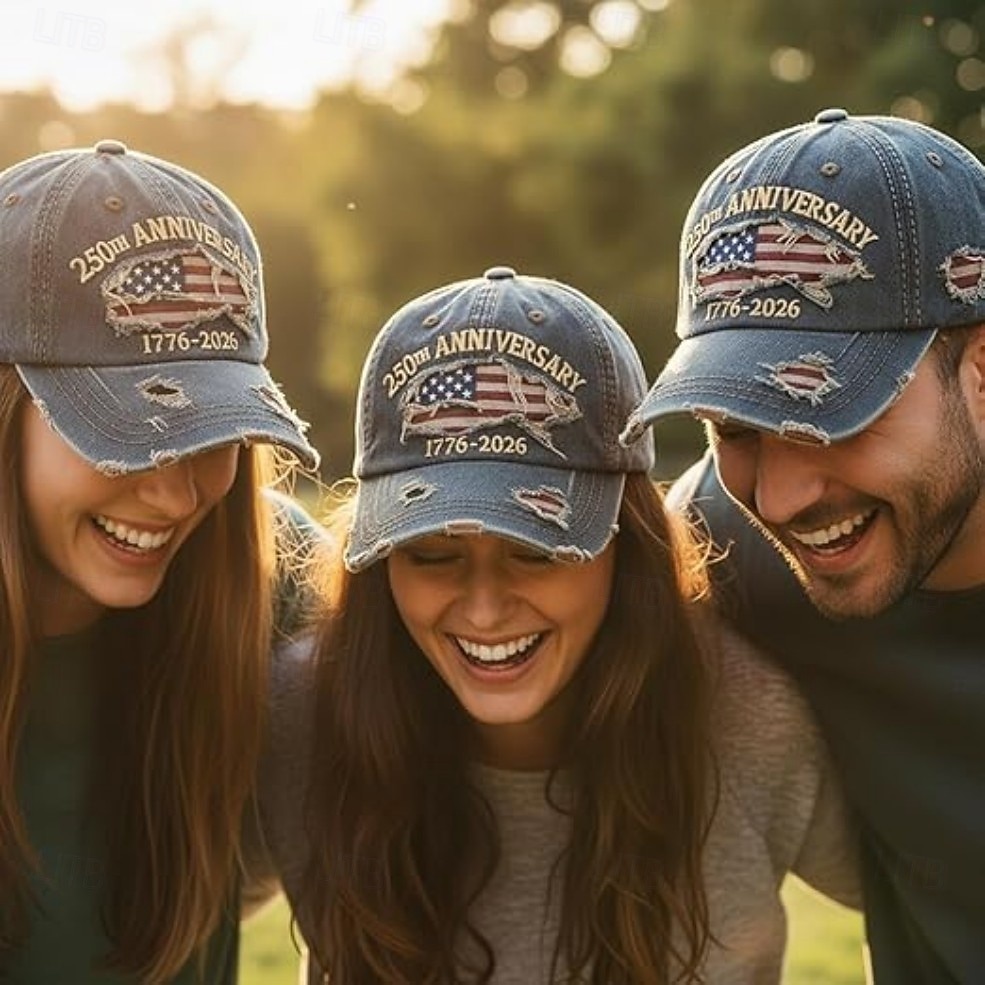United States 250th Anniversary Distressed Denim Baseball Cap American Flag, Vintage USA Hat 1776-2026, Patriotic Independence Day Cap, Vintage American Flag Hat for Men and Women 2026 - $19.99 –P6