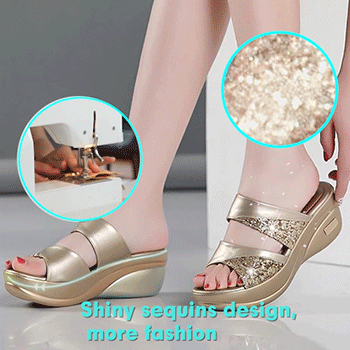 Lismali Fleekcomfy Glitter Arch Support Wedge Platform Sandals