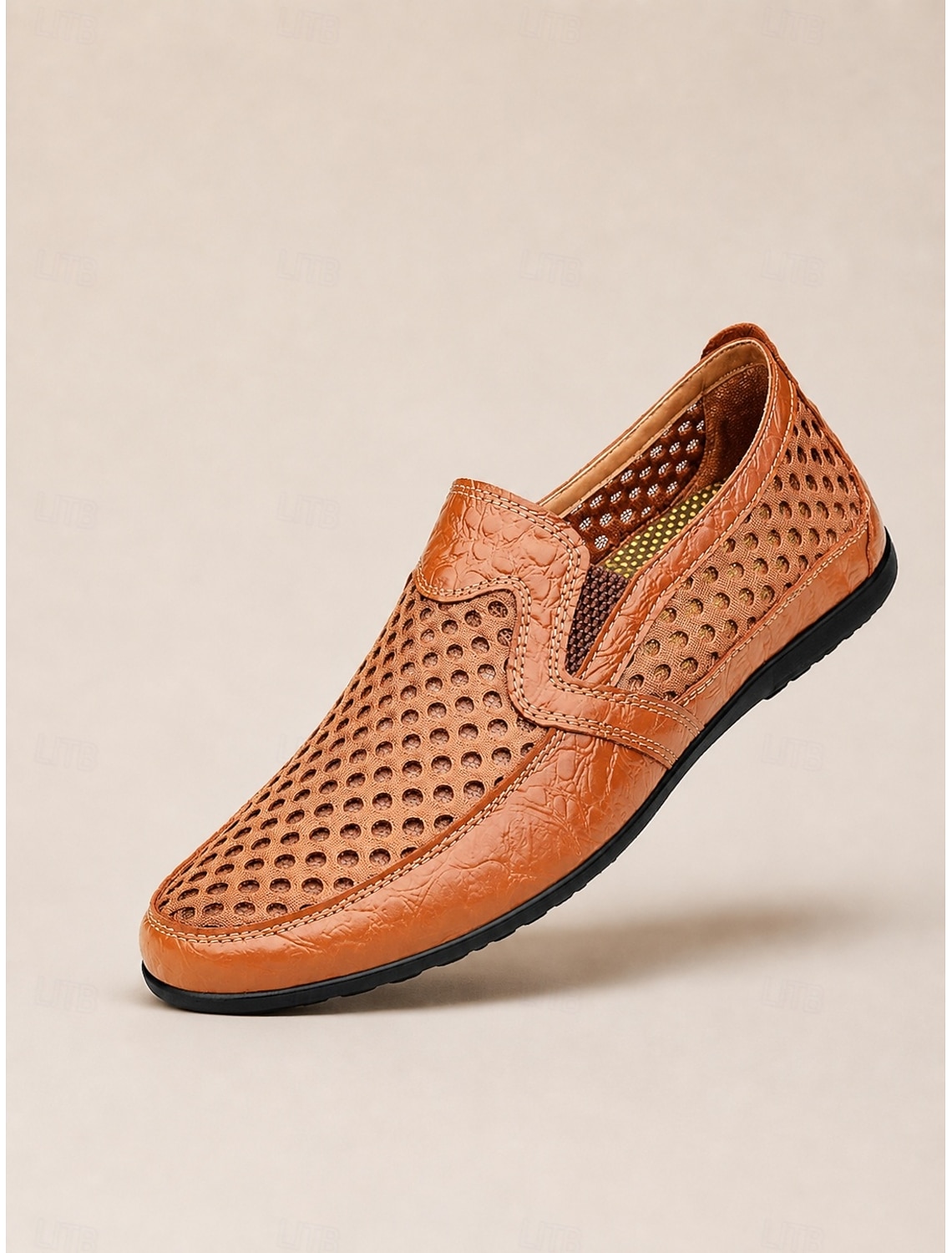 Men's Breathable Mesh & Leather Loafers | Casual Slip-On Summer Driving Shoes