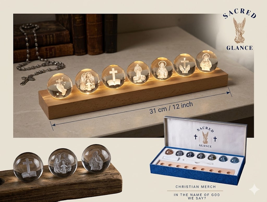 Luminous Faith Crystal Ball Night Light Set | Sacred Glance Christian Decor
