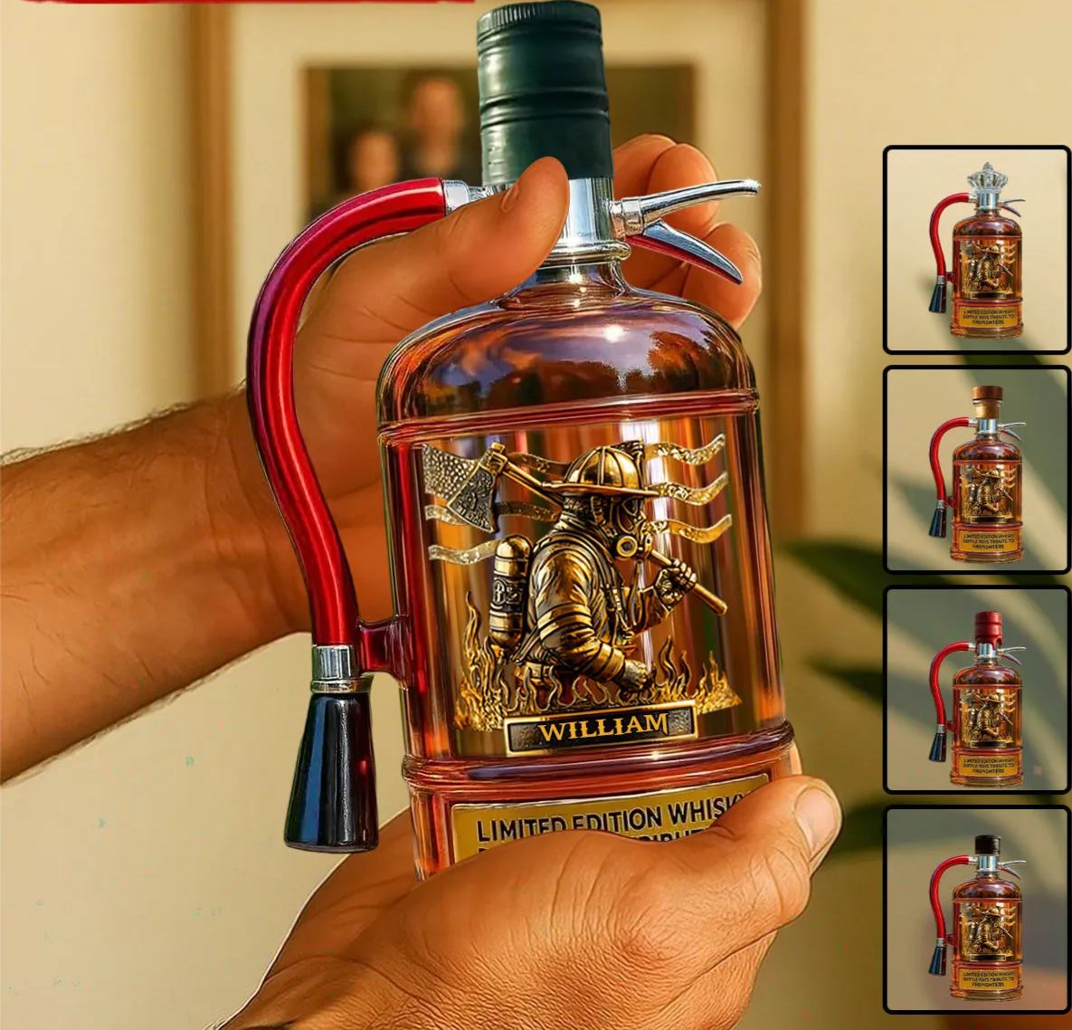 Personalized Firefighter Tribute Limited Edition Whiskey Bottle