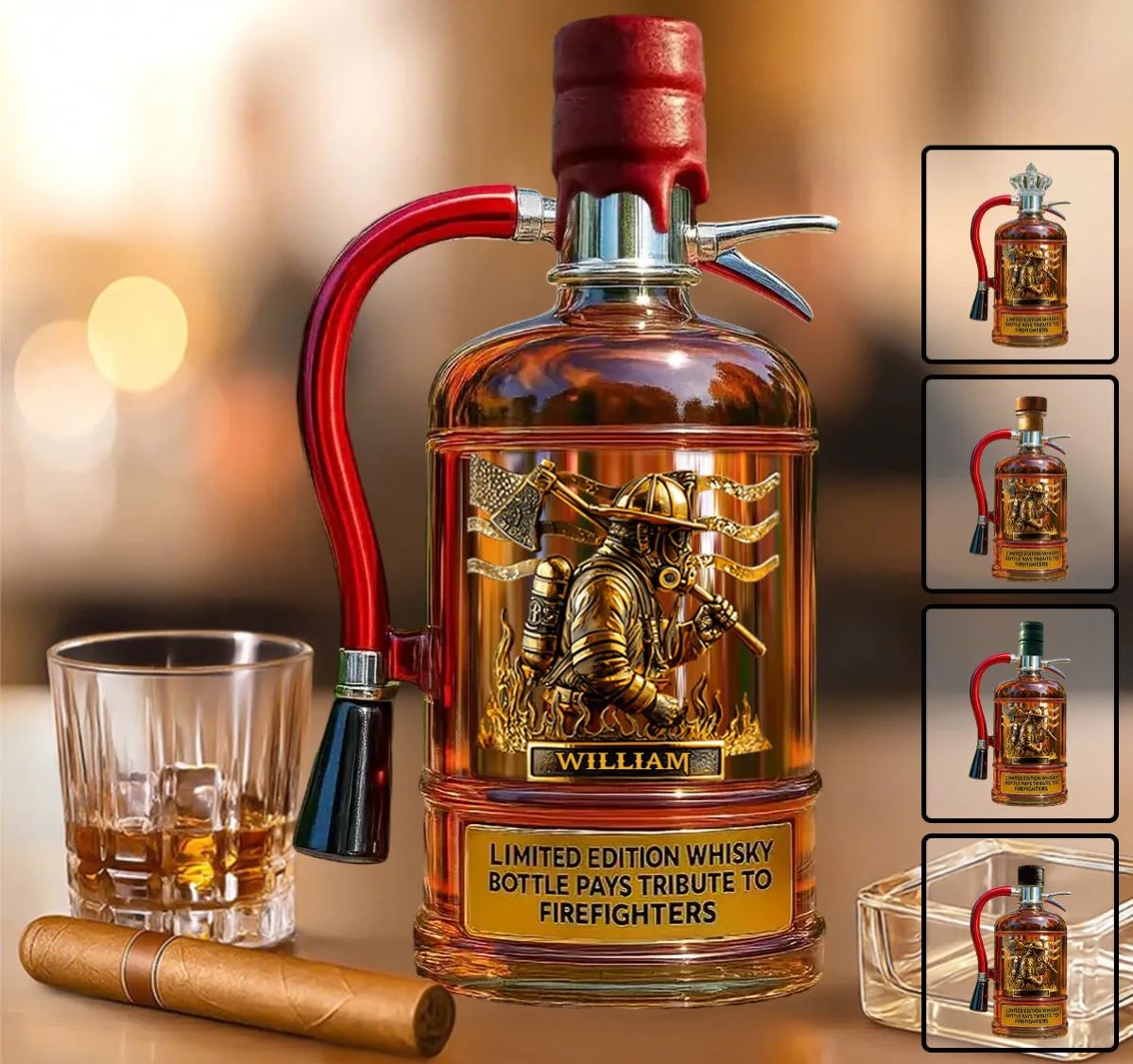 Personalized Firefighter Tribute Limited Edition Whiskey Bottle