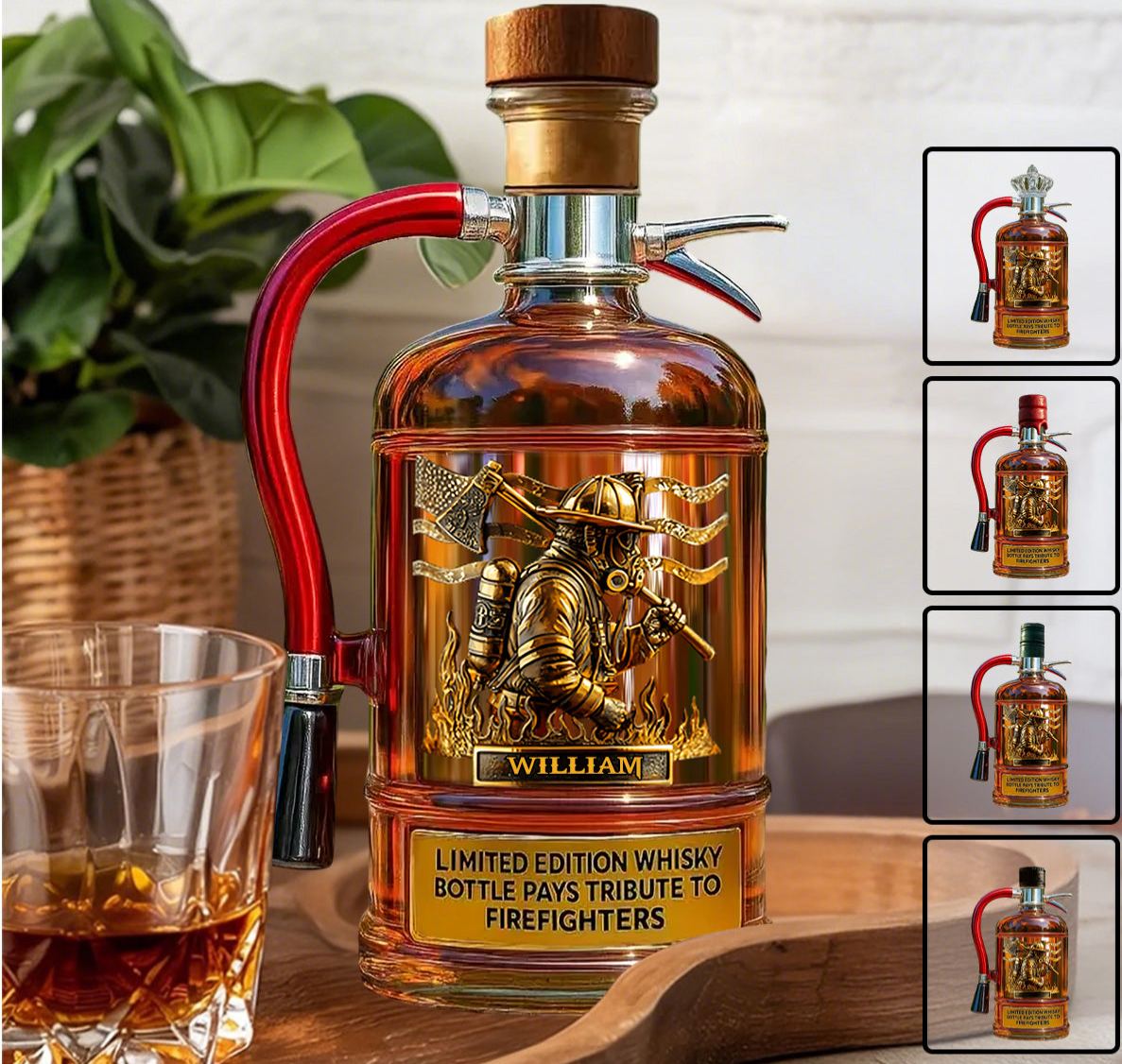 Personalized Firefighter Tribute Limited Edition Whiskey Bottle