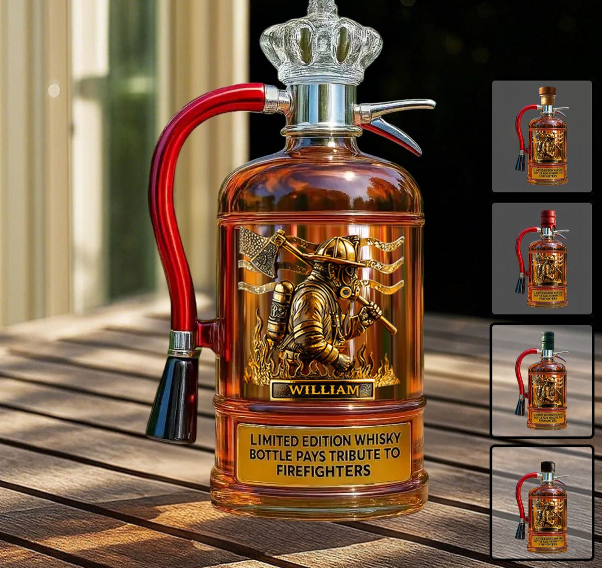 Personalized Firefighter Tribute Limited Edition Whiskey Bottle