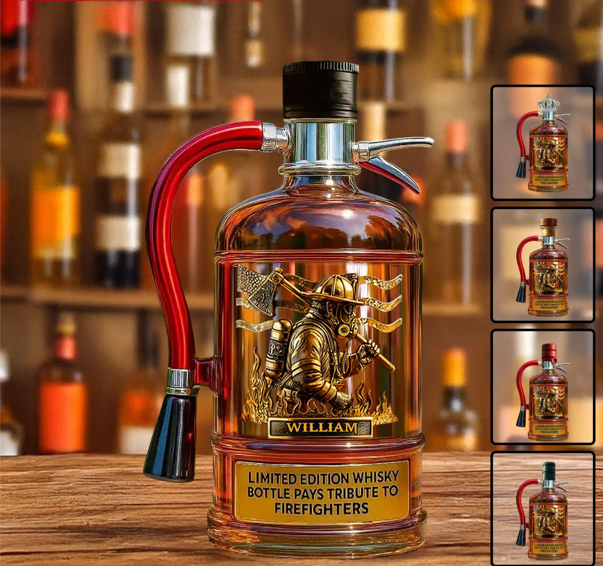 Personalized Firefighter Tribute Limited Edition Whiskey Bottle