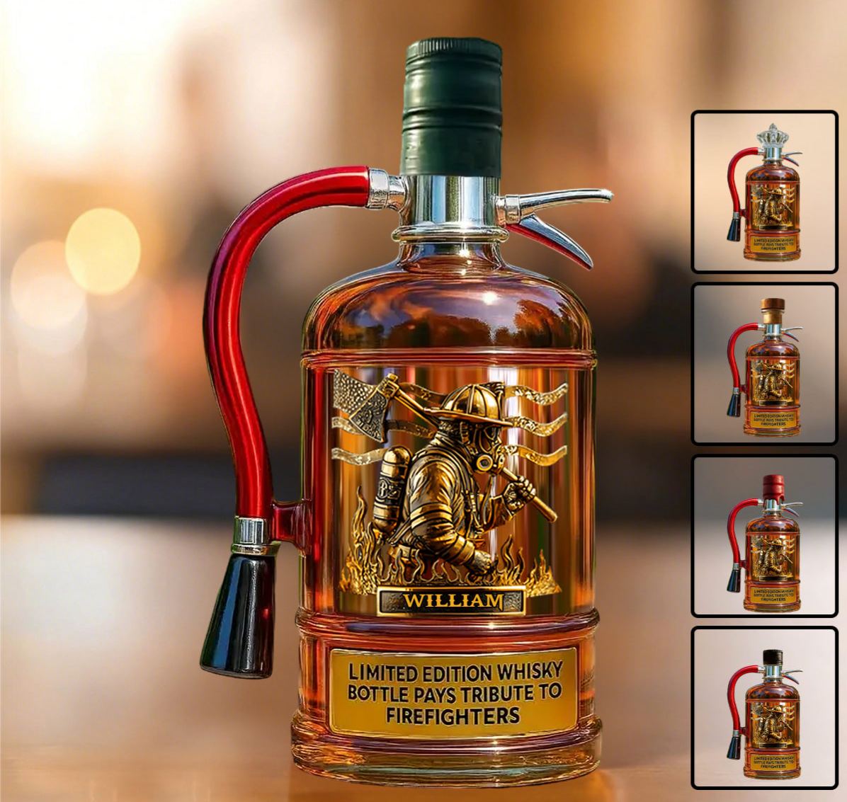 Personalized Firefighter Tribute Limited Edition Whiskey Bottle