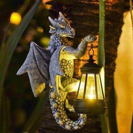 💥LAST DAY 50% OFF🐉✨Solar Dragon Garden Statue Light – Golden Ember Fantasy Outdoor Decor