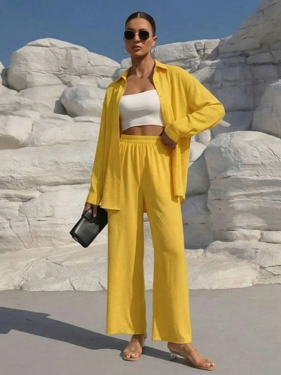 [Copy]Women's Sleeveless Linen Shirt & Cropped Pants Set – Casual 2-Piece Outfit